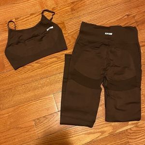 Kotomi Swim Brown Workout Sports Bra & Leggings Set